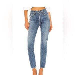 Agolde Riley Straight Crop High Rise Blue Women's Jeans